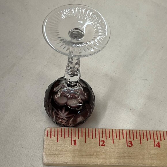 3 Ajka Marsalla Cordial Stems Glasses Gold Blue Purple - Picture 5 of 6